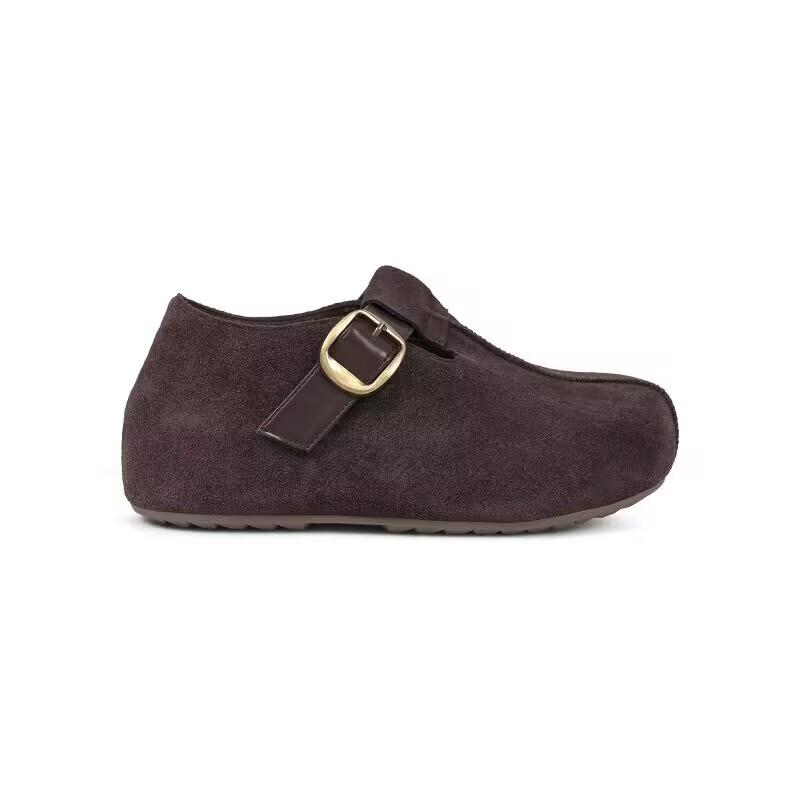 Inner heightening retro belt buckle Birkenstocks women's new autumn single shoes platform loafers