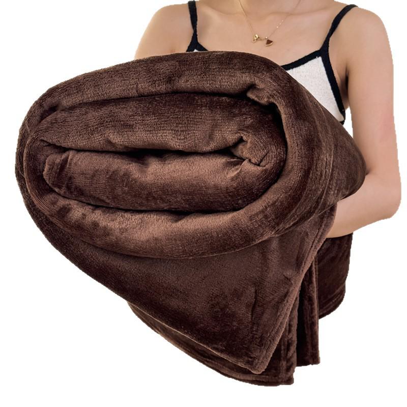 European & American Sized Exclusive Solid Color Flannel Office Blanket - Washable and Perfect for Dropshipping