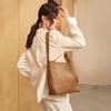 Leather bucket bag high-end fashion shoulder messenger bag large capacity leather women's bag commuter tote bag women