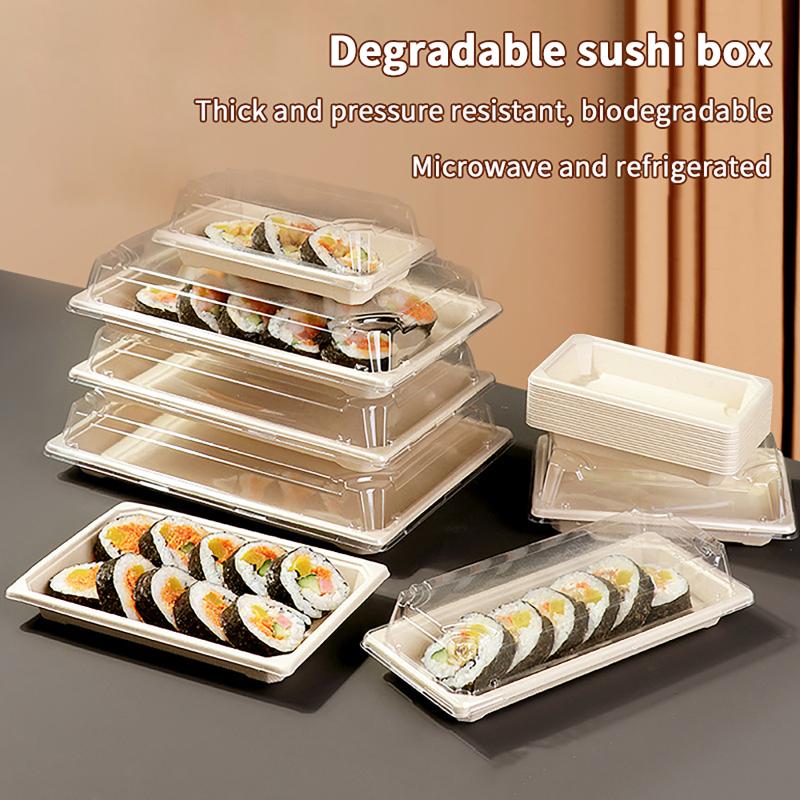 Disposable Sushi Box Home Takeaway Packaging Box Environmentally Friendly And Biodegradable Rectangular Sushi Plate Meal Box