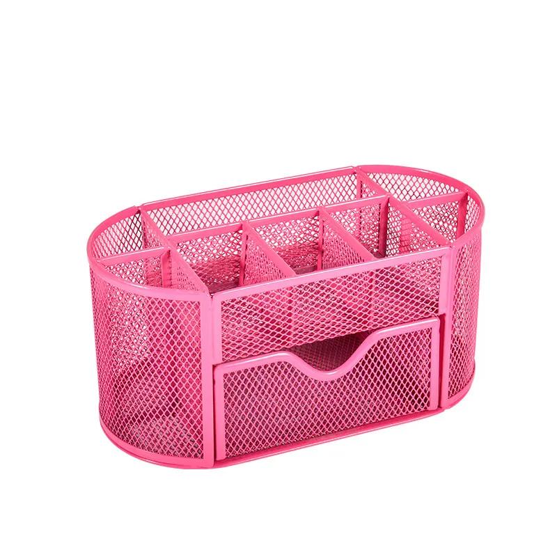Wholesale Metal Pen Holder Creative Desktop Storage Nine Grid Multi Functional Pen Holder Storage Box Student Stationery Supplies YLE238