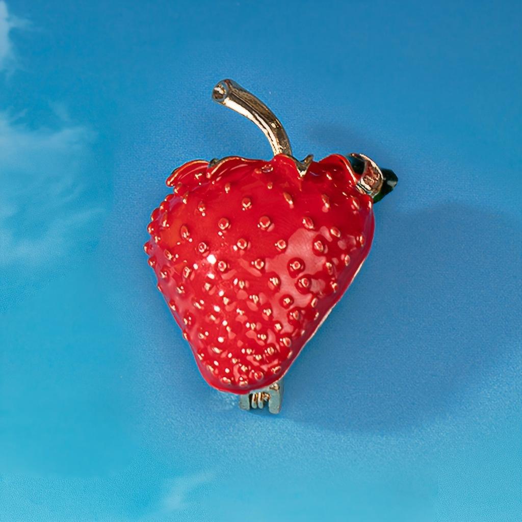 Korean version of fashionable simple and cute cherry brooch female versatile playful alloy dripping fruit series corsage female pin