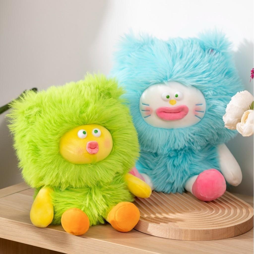 Quirky Long-haired Plush Toy Cute Pillow For Kids Blue Cat Pp Cotton Stuffed Animal