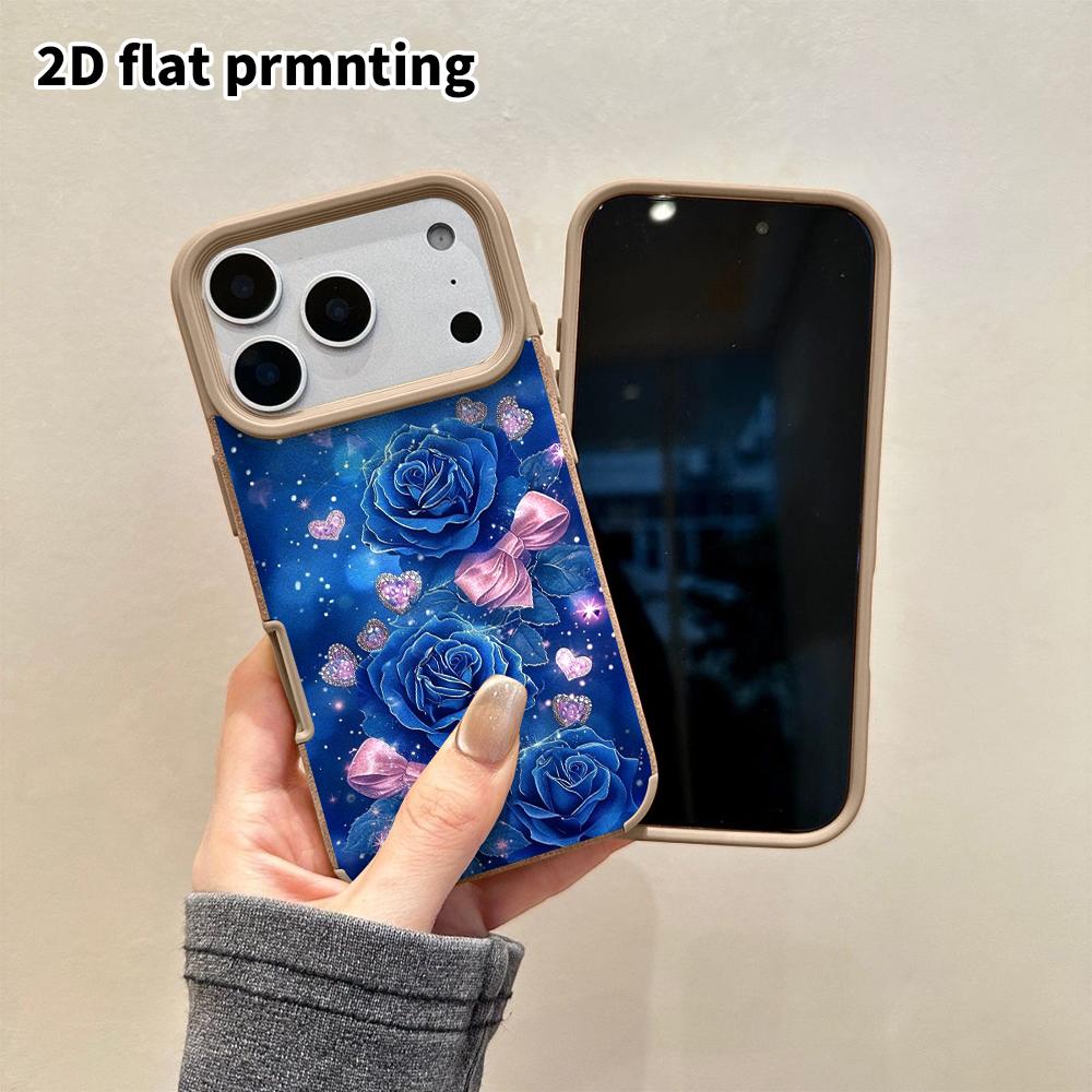 Phone Case: 2D Flat Lambskin Cases Suitable for iPhone 18 17 16 15 14 13 Pro, Blue Background, Christmas and Halloween Gifts