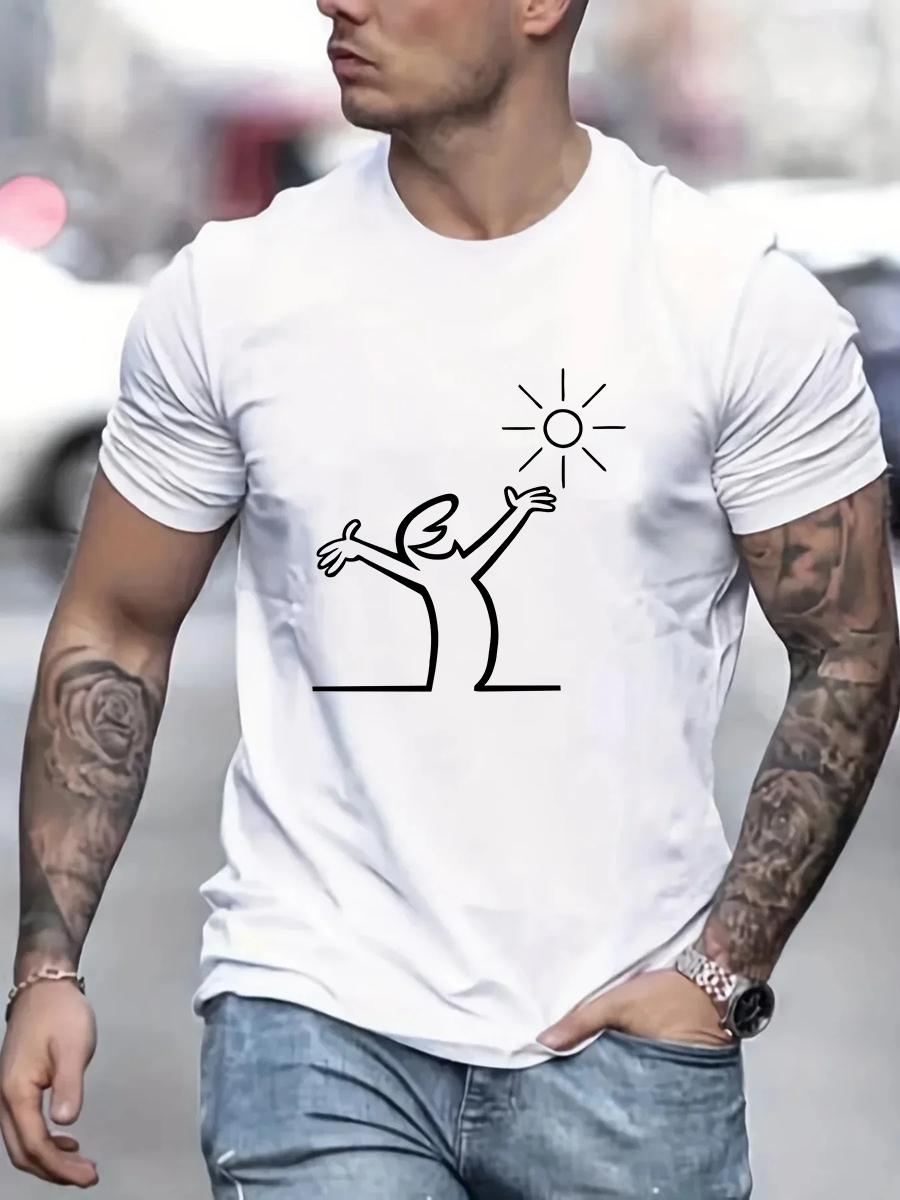ZheXiong TEE Heren T-shirt La Linea Geweldige Katoenen T-shirts Oversized Grafische T-shirts Vintage Volwassen Print Grafisch T-shirt voor Heren L