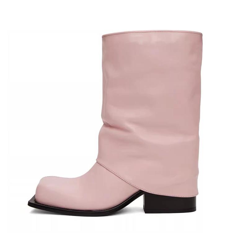 Fashion Brand Fashion Show Silver Black Women Short Boots 2025 Autumn Winter New Square Headed Thick Heels Lady Ankle Boots Size 34-44