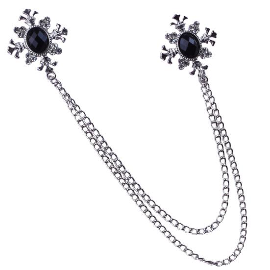 Suit Brooch for Men & Women Double Staggered Metal Hanging