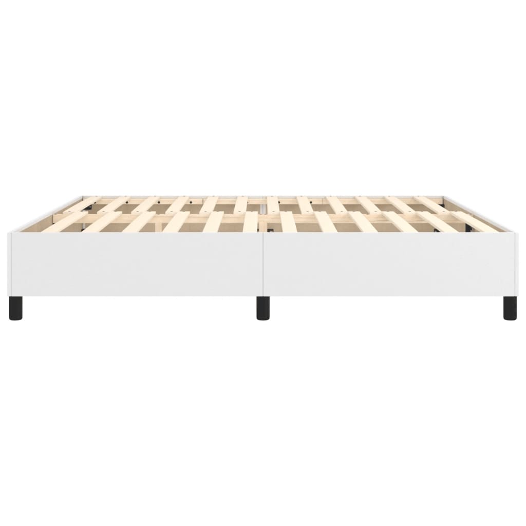 Box Spring Bed Frame White 200 x 200 cm Faux Leather