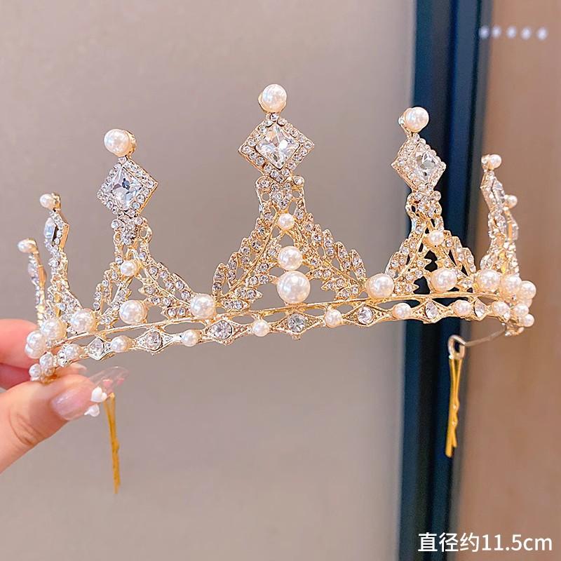 High-End Crown Headgear Princess Children'S Light Luxury Crystal Crown Birthday Gift Girls June 1 Performance Crown Hair Accessories