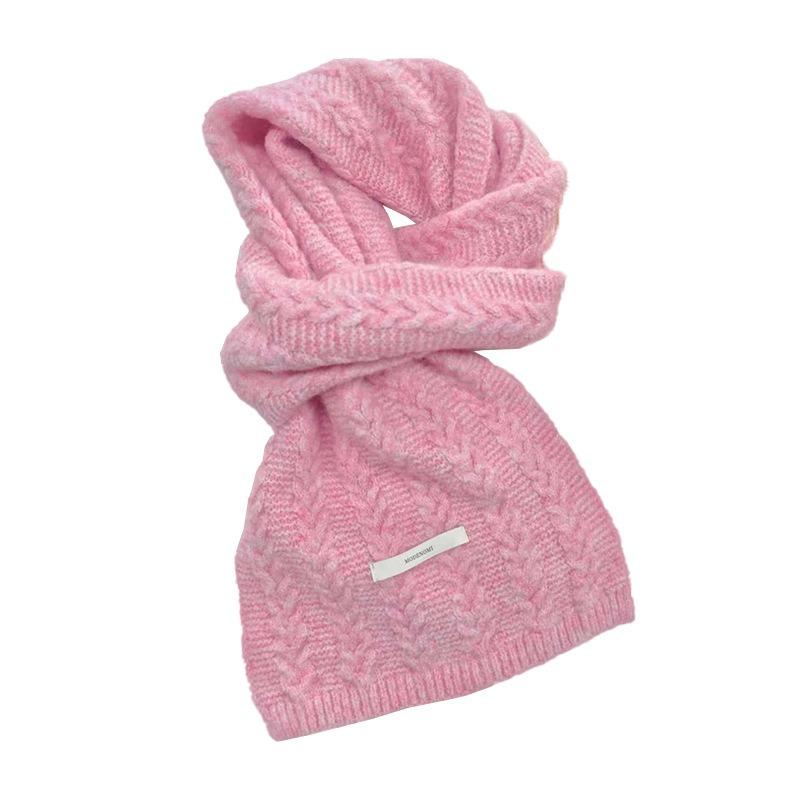 Wool knitted scarf women's high-end sense thickened warm average size neck protection scarf versatile flat machine process OO custom
