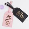 PU Leather Mr Mrs Pattern Luggage Tag Honeymoon Wedding Bridal Gift Cute Suitcase Tags for Women Men Travel Accessories