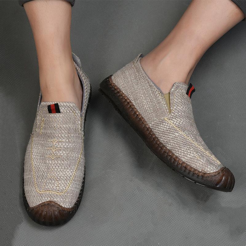 Old Beijing Cloth Shoes Spring and Summer Linen Casual Shoes Beef Tendon Sole Driving and Walking Breathable Men's Shoes