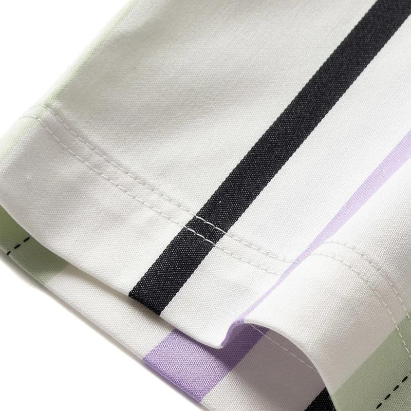 Li-Ning Striped Cotton Loose Casual Short Sleeve Shirt Men Shirts White ASHS381-1