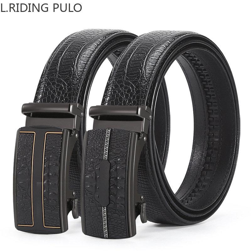 

Мужской ремень с крокодиловым узором, автоматический ремень с пряжкой, молодежный деловой универсальный ремень из натуральной воловьей кожи