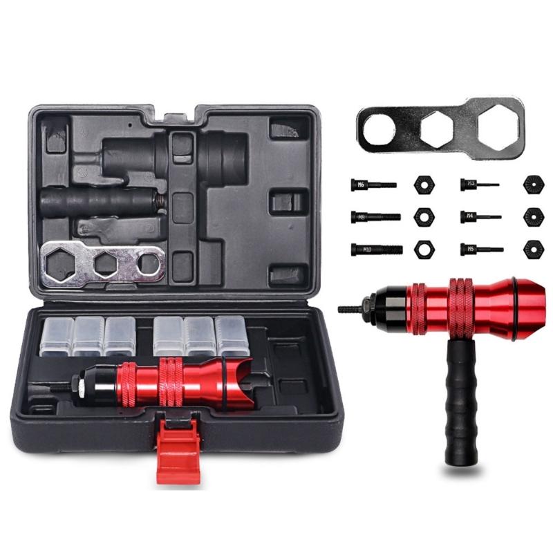 Rivet Nut Drill Adapter Kit with Nut Accessories,Easy To Install Nut Guns Adapter for Electric Rivet Guns