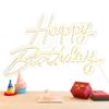 Happy Birthday Neon Lighting Sign LED Light Up Art Wall Decoration USB Charging Luminous LED Background Warm White Light