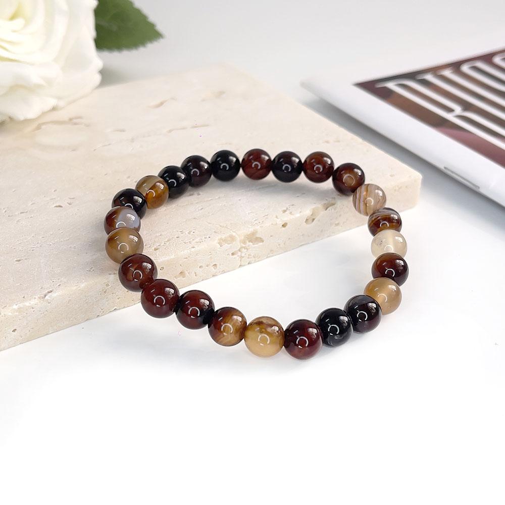 Natural Stone pink zebra Beaded Bracelet 6/8mm Dalmatian Jasper Rhodochrosite Agate Bracelet Gemstone Beads Bracelet