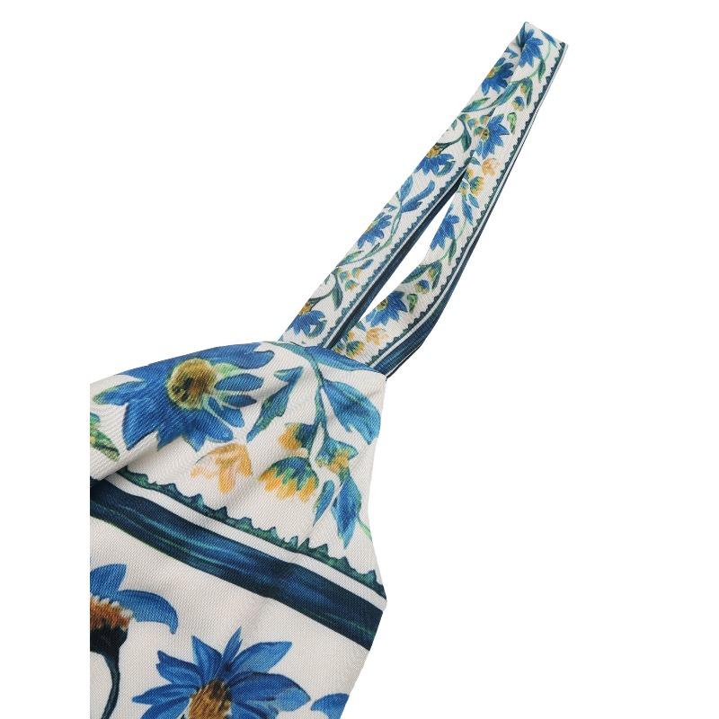 Women's Fashion Summer Spring Flower Pattern Print Sleeveless V-Neck High Waist Casual Dresses