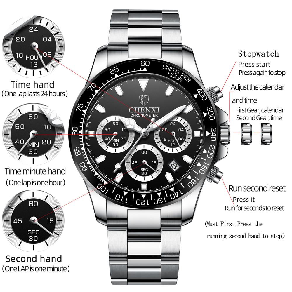 Men Watch Steel Luminous Watches Men's Army Military Quartz Wristwatch Chronograph Male Clock Relogio Masculino