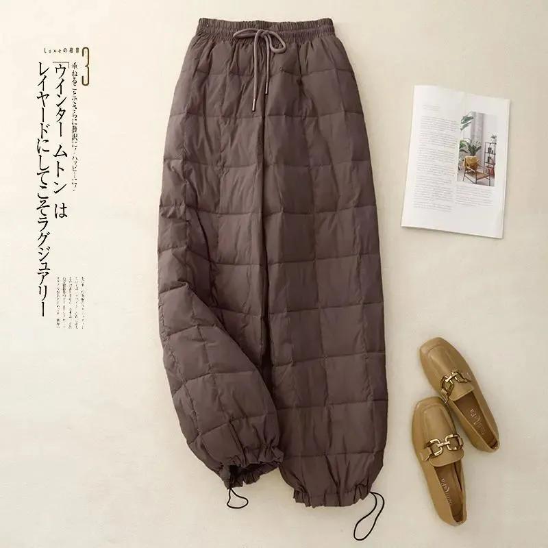 Winter Women's  Light Straight Leg  Down Cotton Pants Women Drape Thin Cold-proof Clip Cotton Wide-leg Pants