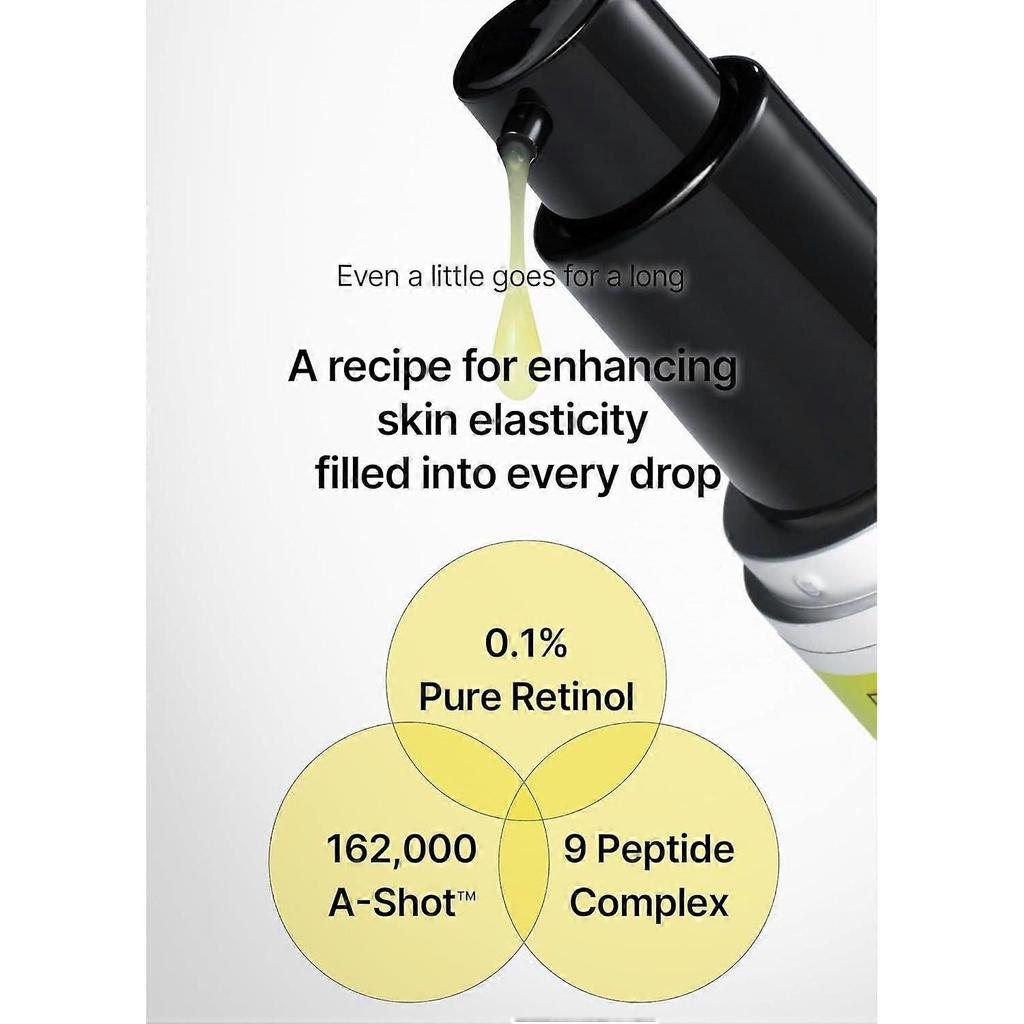 Retinol Shot Oppstrammende Serum med Ren Vitamin A Retinol, Peptid, Porestrammer, Rynker & Fine Linjer, Fastere Hud, Anti-Aldring, Glatting 30ml