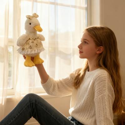 Cute Duck Plush Toy with Flower Dress Soft Stuffed Animal Adorable Plush Companion Decor Gift for Kids Birthdays