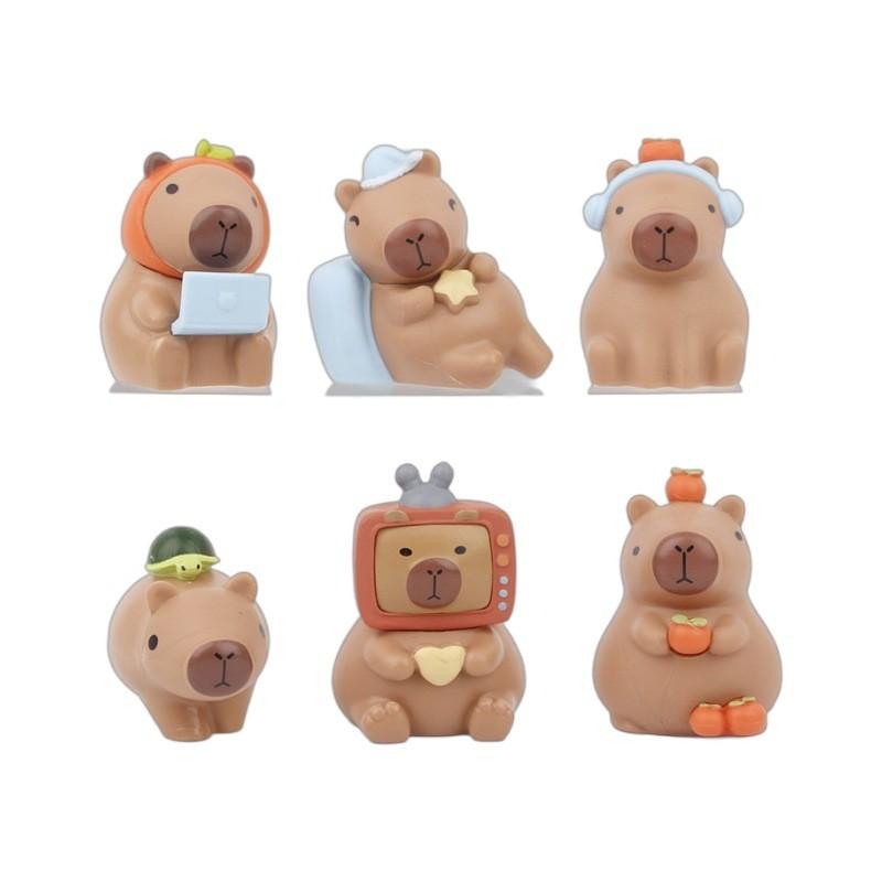 Cute Capybara Cartoon Car Dashboard Model Pvc Figure Surprise Blind Box