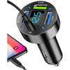 USB Car Charger Quick Charge 3.0, 66W Fast Charger Adapter for Cigarette Lighter 4-Port USB PD, LED Cigarette Lighter for Mobile Phone Laptop Pixels