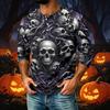 Men's Casual Raglan Three-Quarter Sleeve Shirt Halloween Print