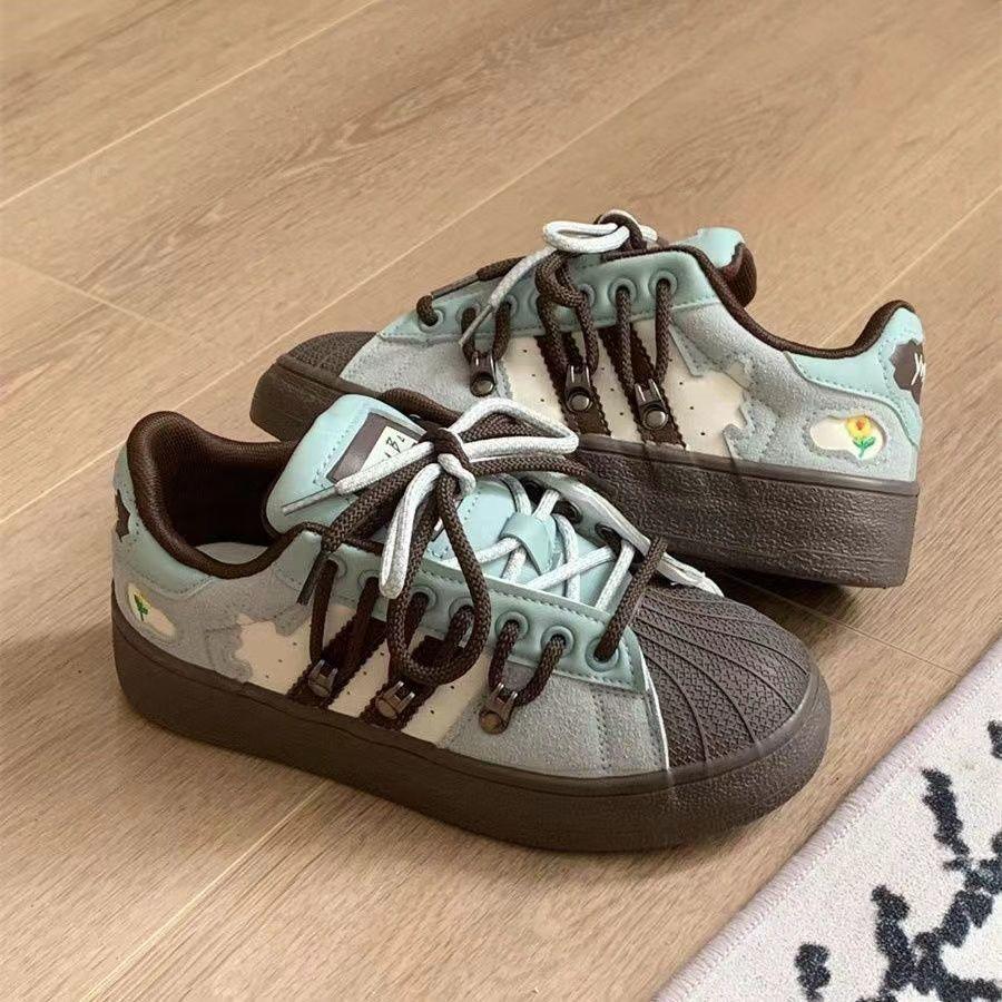 Shell Head College Style Color Matching Little White Shoes Women's Summer New Versatile Personality Trendy Shoes Board Shoes