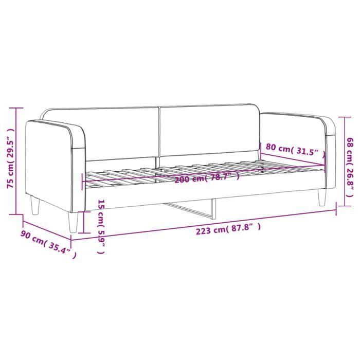 VidaXL Lit de repos gris clair 80x200 cm tissu 354028