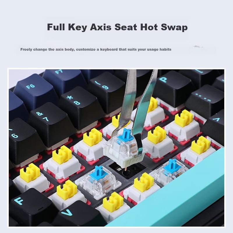 Bluetooth And Wired Mechanical Keyboard, Hot-Swappable Gasket Keyboard, Space Odyssey Astral Gold Switch