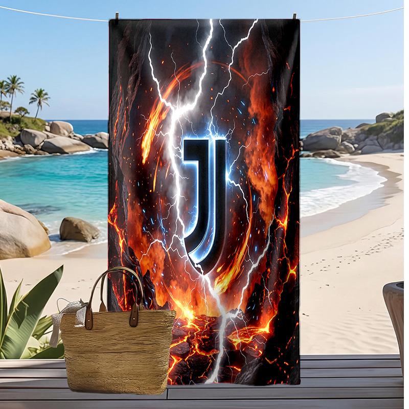 Juventus FC Printed Beach Towel Quick Dry Soft TowelPortable Large Rectangular Beach Blanket for Travel Swimming Pool