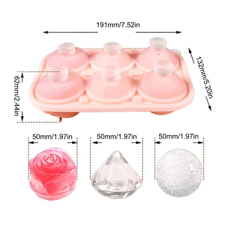 Food Grade Ice Ball Maker Rose Diamantine Sphere Design Ice Mould Nonstick Silicone Tray For Chilling Drink