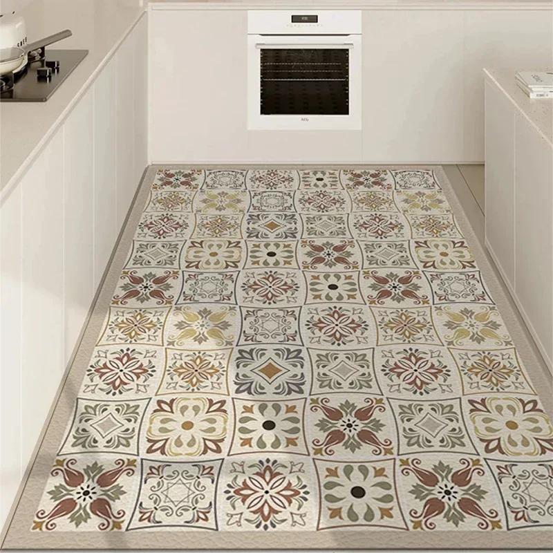 Kitchen Floor Mat Pvc Waterproof Leather Carpet Mats Non-slip Large Area Rug Home Decoration Tapis Cuisine Sol