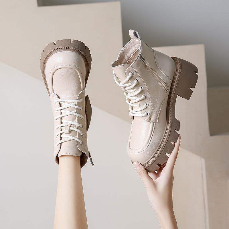 

Height-increasing Martin boots for women s new spring and autumn 2025 British style white short boots, low-top thick-soled breathable single boots f 39