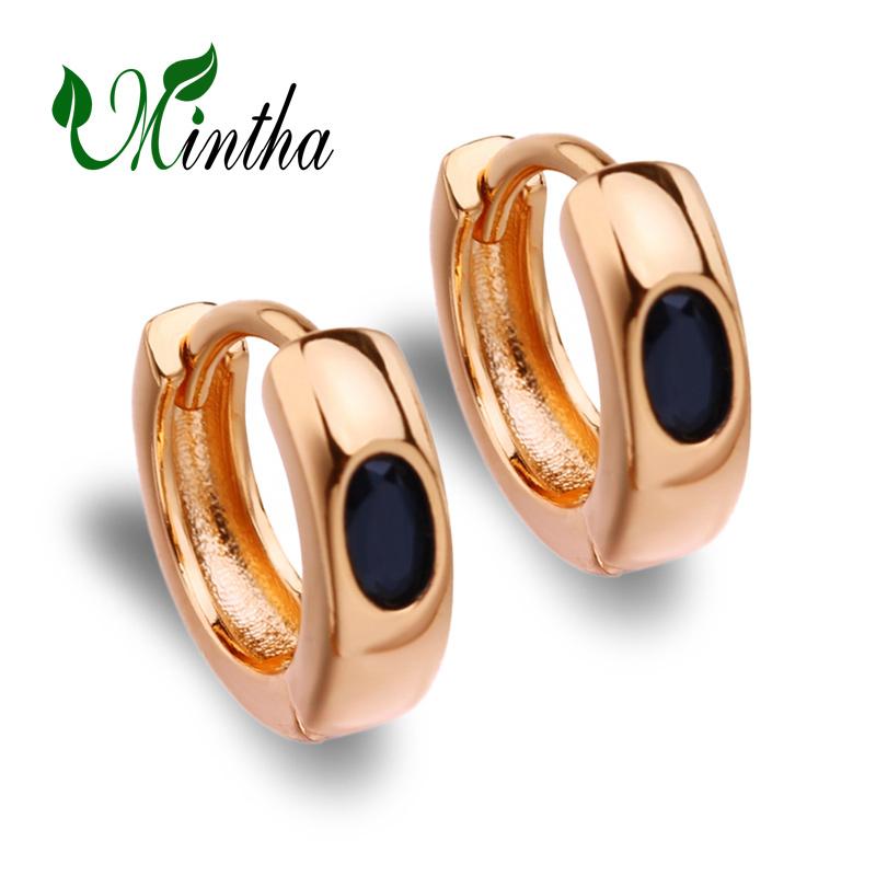 

Серьги-клипсы MINTHA, модные модные украшения, серьги-кольца с черным цирконием для женщин, серьги цвета розового золота A