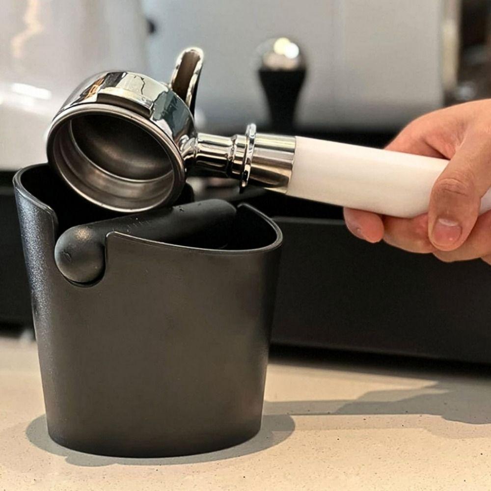 Stainless Steel Coffee Grounds Bucket Rubber Rod Anti Slip Base Coffee Grounds Storage Box Beveled Design Large Capacity