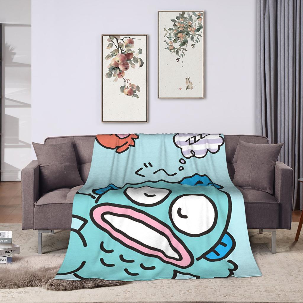 Hangyodons Plush Blanket Boy Girl Cute Green Fish Flannel Throw Blanket For Home Decor Warm Soft Customized Quality Bedspread