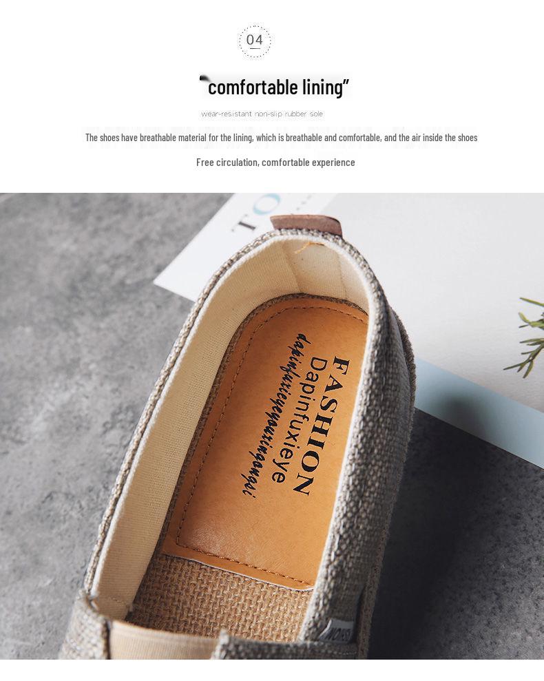 Men's Summer Breathable Linen Slip-On Loafers with Deodorant