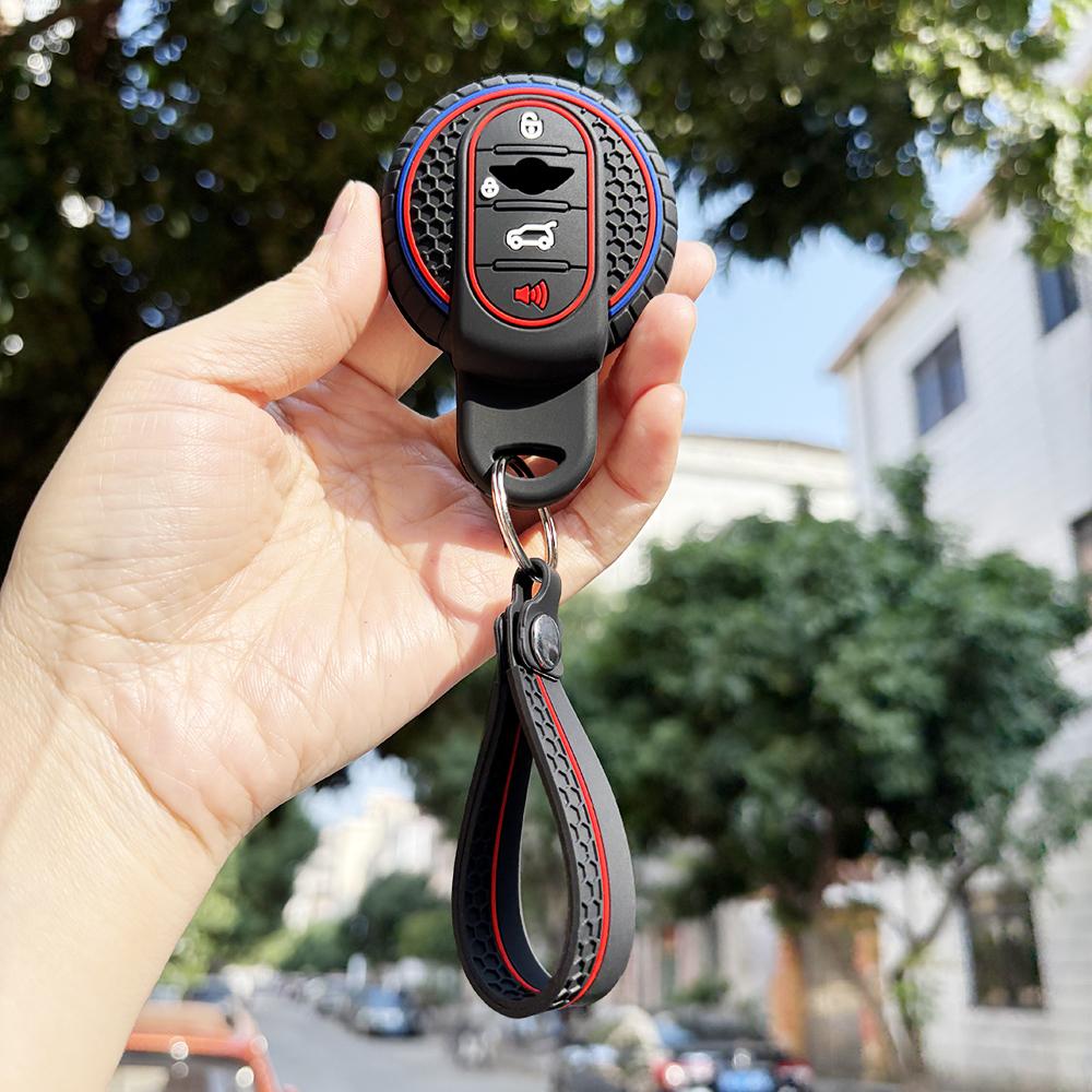 Protection Holder Interior Accessories For Bmw Mini R56 Cooper Mini Clubman 3/4 Butttons Keychain Silicone Cover Fob Key Case