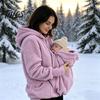Warmer Still-Hoodie mit Haustier-Tasche Reißverschluss für Damen, Katzen-Hunde-Trage-Tasche Kapuzenpullover, Winter Fleece Langarm-Jacke Tierliebhaber Locker