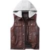 Noir vintage marron véritable gilet en cuir de vache hommes mode mince peau de vache gilets moteur cavalier en cuir gilet à capuche sans manches veste