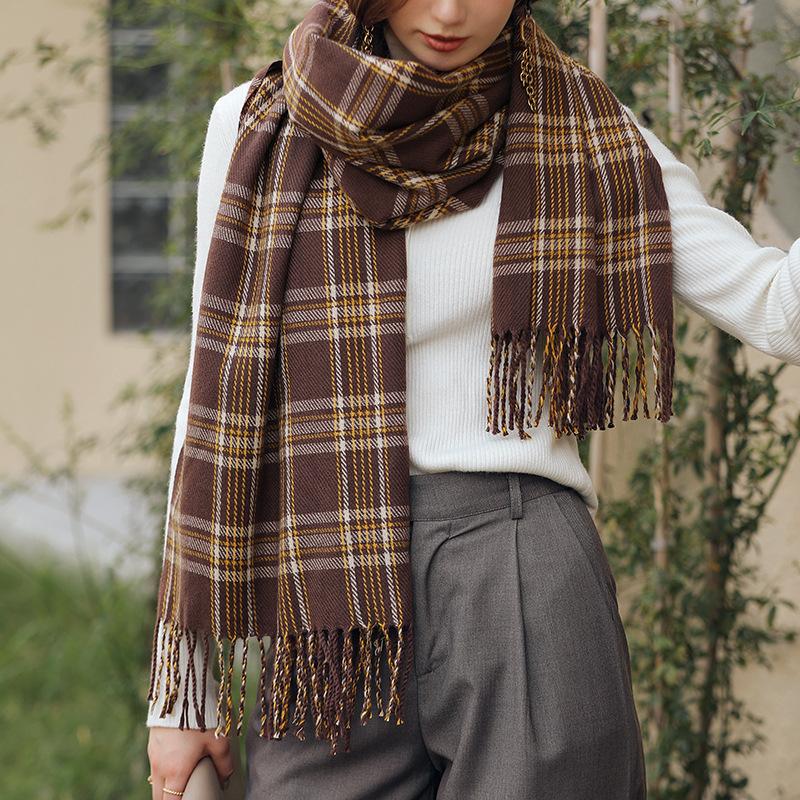 Scarf Stall Line Printing Imitation Cashmere Women's Scarf 2025 Autumn and Winter New Scarf