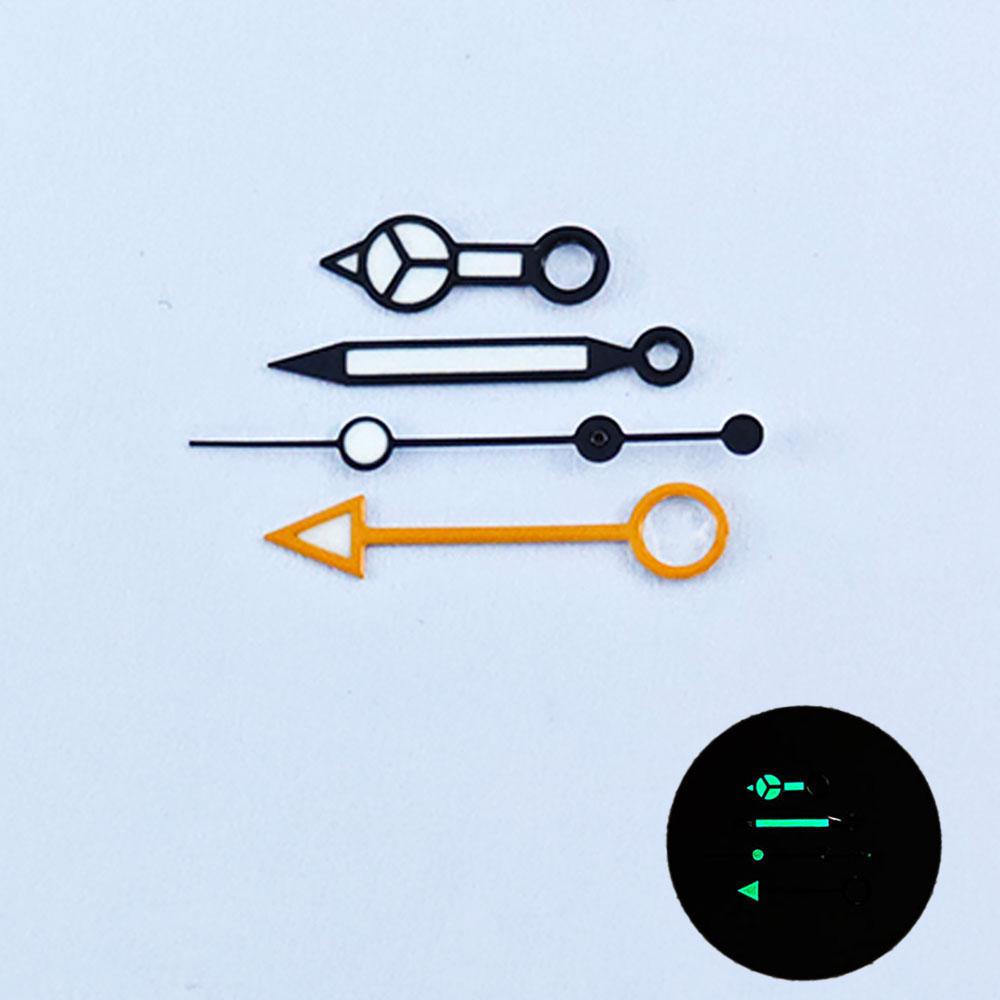 GMT NH34 Watch Hands Black 4Pins Fit NH34A Movement Blue Green Luminous Pointers Gmt-Needles Mod for Seiko Mod Parts