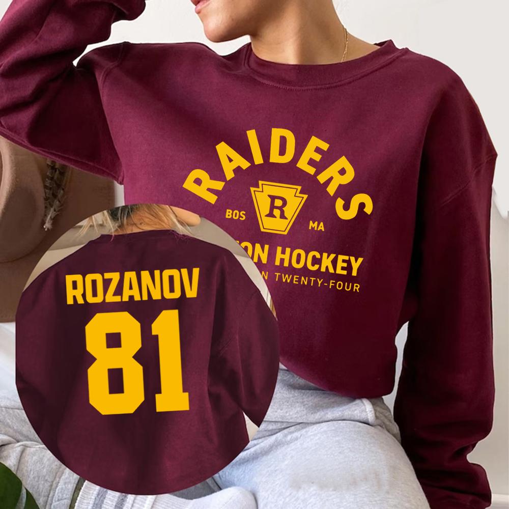 Ilya Rozanov 81-Boston Raiders Sweatshirt Beheizter Rivalitäts-inspirierter Pullover Unisex Rundhals-Sweatshirts Hockey Romantik Geschenk Hoodie M bordeaux