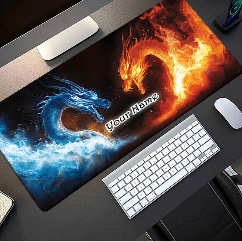 1PC Custom Name Flame Ice Dragons Mouse pad, keyboard and mouse desk pad, for computer notebook  Birthday Gift For Any Room Or Office