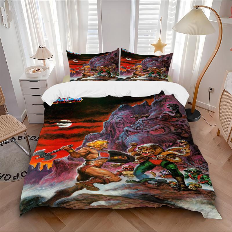 Heman Battle Cat Print 3Pcs Bedding Setduvet Cover With 2 Bedropillowcase Home Birthday Gift