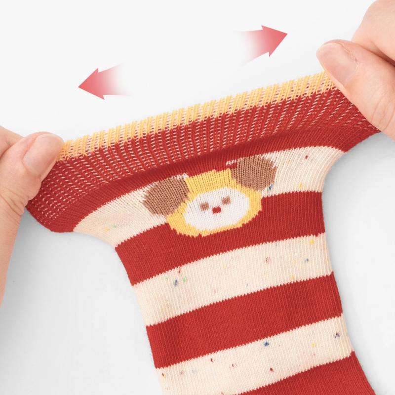 Zima Jesień Śliczne Kreskówkowe Dziecięce Dziewczęce Półskarpetki Paskowane Grube Ciepłe Bawełniane Miękkie Przytulne Skarpetki dla Dziewczynek