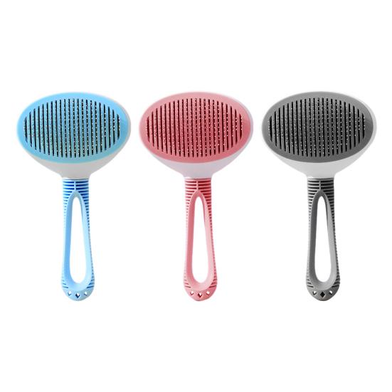 Self-Cleaning Cat Grooming Comb Stainless Steel Teeth Dog Detangling Comb with Anti-Slip Handle Deshedding Brush for Long Short Hair Pets